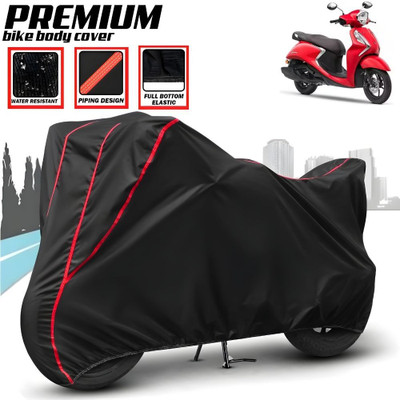 Mwiss Waterproof Two Wheeler Cover for Yamaha(Fascino, Black, Red)