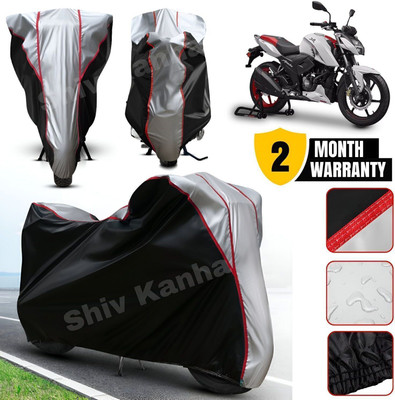 Shiv Kanha Waterproof Two Wheeler Cover for TVS(Apache RTR 160 4V, Black, Silver)