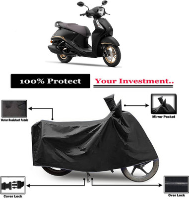 AASHTIK MART Two Wheeler Cover for Yamaha(Fascino 125 BS6, Black)