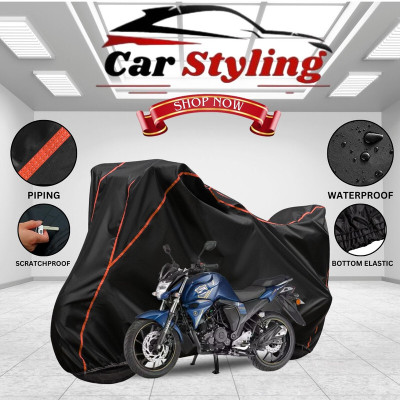 Car Styling Waterproof Two Wheeler Cover for Yamaha(FZ S FI (V 2.0) BS6, Black, Red)