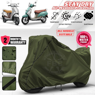 AUTOCAD Waterproof Two Wheeler Cover for Suzuki(Access 125, Green, Black)