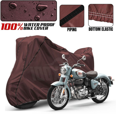 AutoGalaxy Waterproof Two Wheeler Cover for Royal Enfield(Bullet 350, Maroon, Black)