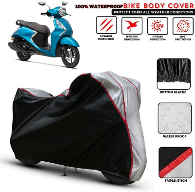 Shiv Kanha Waterproof Two Wheeler Cover for Yamaha(Fascino, Black, Silver)