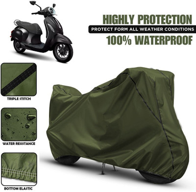 Shiv Kanha Waterproof Two Wheeler Cover for Bajaj(Chetak, Green, Black)