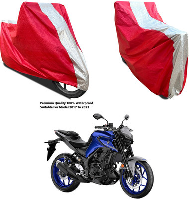 AutoGalaxy Waterproof Two Wheeler Cover for Yamaha(MT 03, Silver, Red)