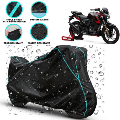 kerwa Waterproof Two Wheeler Cover for TVS(Apache RTR 200 4V, Black)