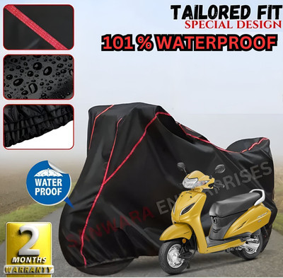 OliverX Waterproof Two Wheeler Cover for Honda(Activa, Black, Red)