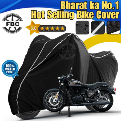 FBC Waterproof Two Wheeler Cover for Royal Enfield(Bullet 350, Black, White)