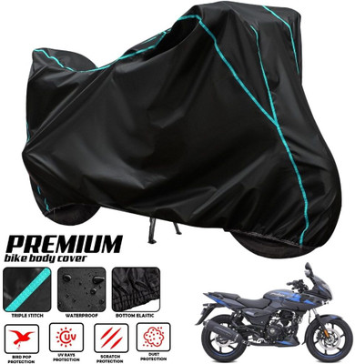 ZAQE Two Wheeler Cover for Bajaj(Pulsar 220 DTS-i, Black, Blue)