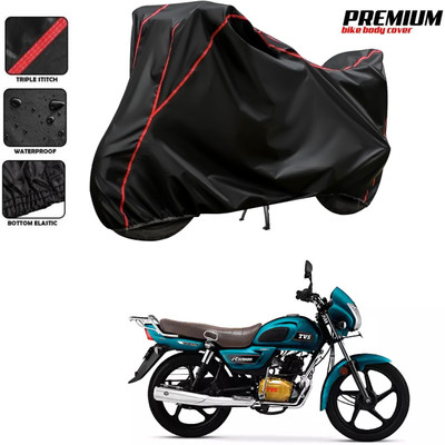 DeepShakshi AUTOMOTIVE Two Wheeler Cover for TVS(Radeon, Black, Red)