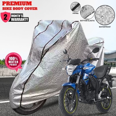 Aanvi Auto Waterproof Two Wheeler Cover for Suzuki(Gixxer SF, Silver)