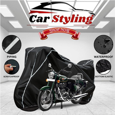 Car Styling Waterproof Two Wheeler Cover for Royal Enfield(Bullet, Black, White)