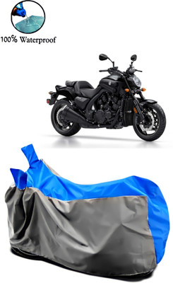 Autofly Waterproof Two Wheeler Cover for Yamaha(VMAX, Grey, Blue)