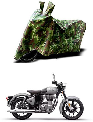Mdstar Waterproof Two Wheeler Cover for Royal Enfield(Bullet 350 New BS6, Green)