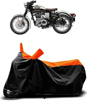 VESMEI Two Wheeler Cover for Royal Enfield(Classic Gunmetal, Orange)