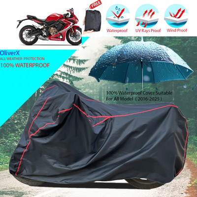 OliverX Waterproof Two Wheeler Cover for Honda(CBR650R, Black)
