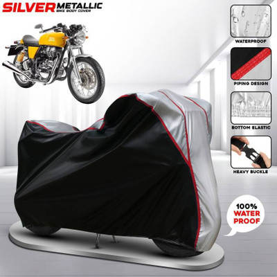 brandroofz Two Wheeler Cover for Royal Enfield(GT650R, Black, Silver)