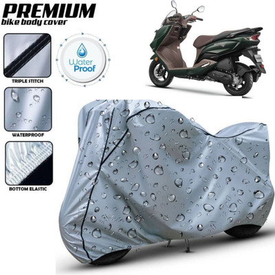 Delphinium Waterproof Two Wheeler Cover for Suzuki(Burgman Electric, Silver, Black)