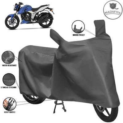 MADAFIYA Waterproof Two Wheeler Cover for TVS(Apache RTR 160, Grey)