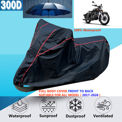 OliverX Waterproof Two Wheeler Cover for Royal Enfield(Classic Stealth Black, Black)
