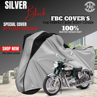 FBC Waterproof Two Wheeler Cover for Royal Enfield(Bullet 350, Black, Silver)