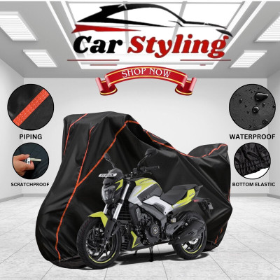 Car Styling Waterproof Two Wheeler Cover for Bajaj(Dominar 250, Black, Red)