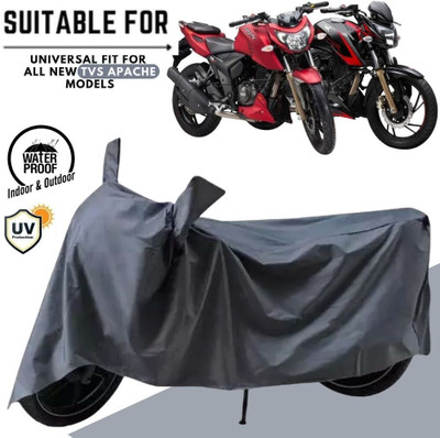 MADAFIYA Waterproof Two Wheeler Cover for TVS(Apache RTR 200 4V, Grey)