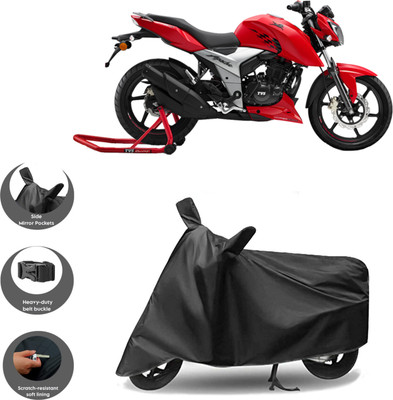 WMIZEXA Waterproof Two Wheeler Cover for TVS(Apache RTR 160 4V, Black)