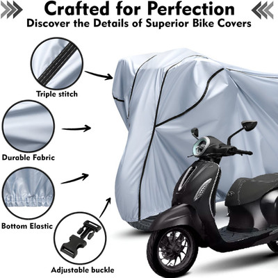 AutoGalaxy Waterproof Two Wheeler Cover for Bajaj(Chetak, Silver, Black)