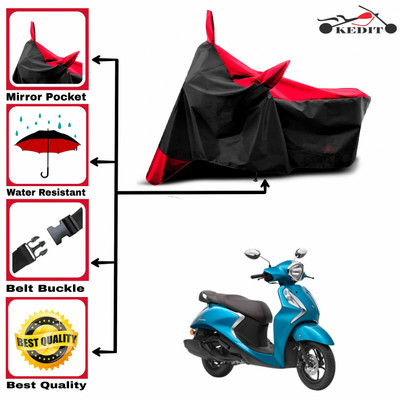 KEDIT Two Wheeler Cover for Yamaha(Fascino 125 FI, Red, Black)