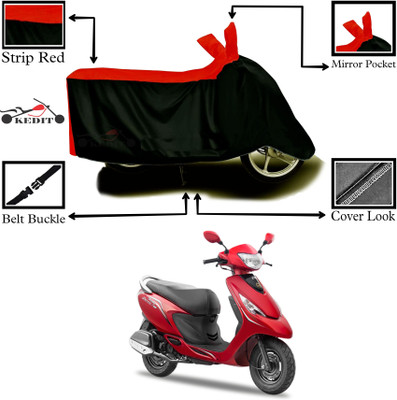KEDIT Two Wheeler Cover for TVS(Zest 110, Red, Black)