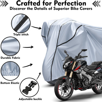 Shiv Kanha Waterproof Two Wheeler Cover for Bajaj(Pulsar 125, Silver, Black)