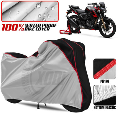 xodi Waterproof Two Wheeler Cover for TVS(Apache RTR 200 4V, Silver, Black)