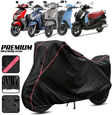 OliverX Waterproof Two Wheeler Cover for Hero, Honda, TVS, Suzuki, Vespa, Yamaha(Scooty, Black, Red)