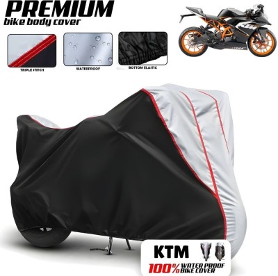 Mwiss Waterproof Two Wheeler Cover for KTM(RC 125, Black, Silver)