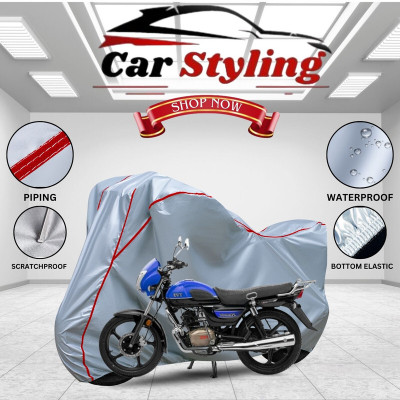 Car Styling Waterproof Two Wheeler Cover for Hero(HF Dawn BS6, Silver, Red)