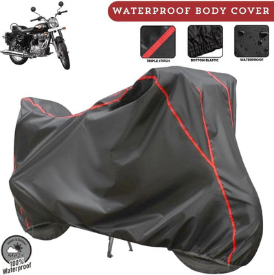 MADAFIYA Two Wheeler Cover for Royal Enfield(Bullet 350 New, Grey, Red)