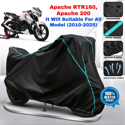 FBC Waterproof Two Wheeler Cover for TVS(Apache RTR 160, Black)