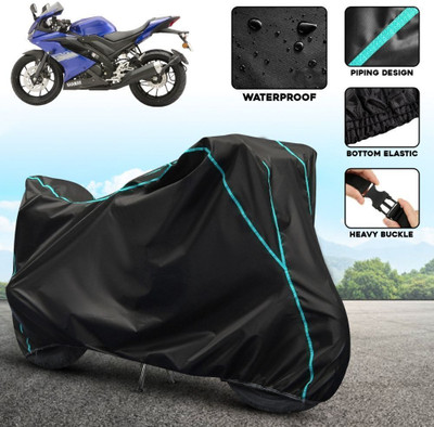 xodi Waterproof Two Wheeler Cover for Yamaha(R15S BS6, Black, Blue)