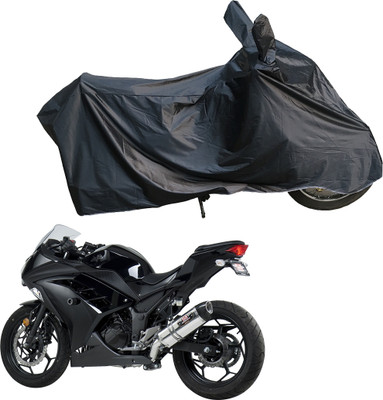 Motodreka Waterproof Two Wheeler Cover for Kawasaki(Ninja 300, Black)
