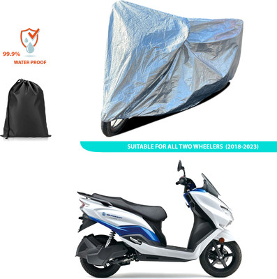 GOSHIV-car and bike accessories Waterproof Two Wheeler Cover for Suzuki(Burgman Electric, Silver)