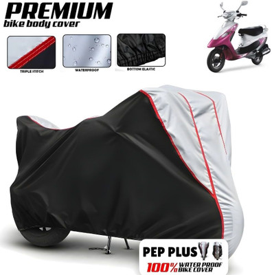 Mwiss Waterproof Two Wheeler Cover for TVS(Pep Plus, Black, Silver)