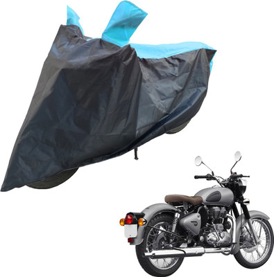 RiderShine Two Wheeler Cover for Royal Enfield(Classic 500, Blue, Black)
