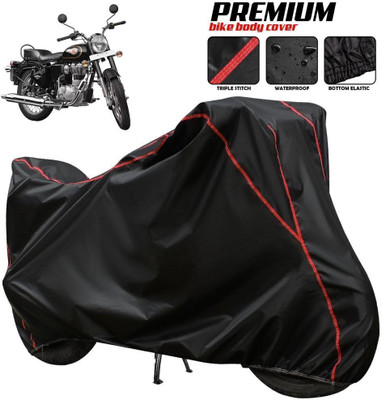OliverX Waterproof Two Wheeler Cover for Royal Enfield(Bullet 350, Black, Red, Multicolor)