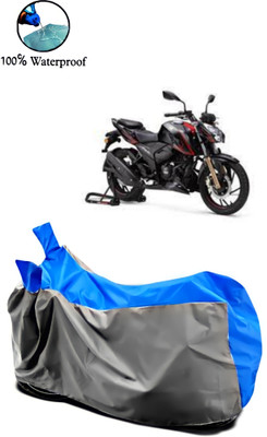 Autofly Waterproof Two Wheeler Cover for TVS(Apache RTR 160, Grey, Blue)