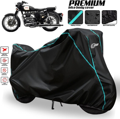 OliverX Waterproof Two Wheeler Cover for Royal Enfield(Classic 350 Signals, Black)