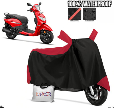 TENNYCER Waterproof Two Wheeler Cover for Hero(Pleasure, Red, Black)