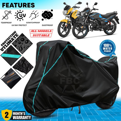 OliverX Waterproof Two Wheeler Cover for Hero(Passion, Black, Blue)