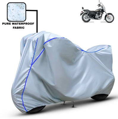Delphinium Waterproof Two Wheeler Cover for Bajaj(Avenger 220 street, Silver, Blue)