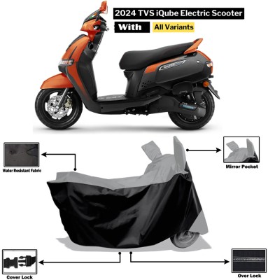 Amexride Two Wheeler Cover for TVS(iCube, Grey, Black)